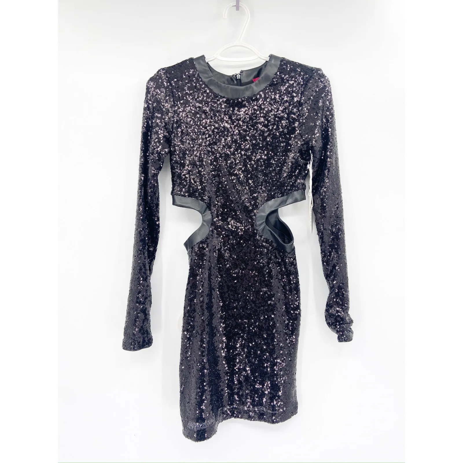 Staud Dolce Black Long Sleeve Sequined Cut Out Mini Cocktail Party Dress S NWT - Image 3