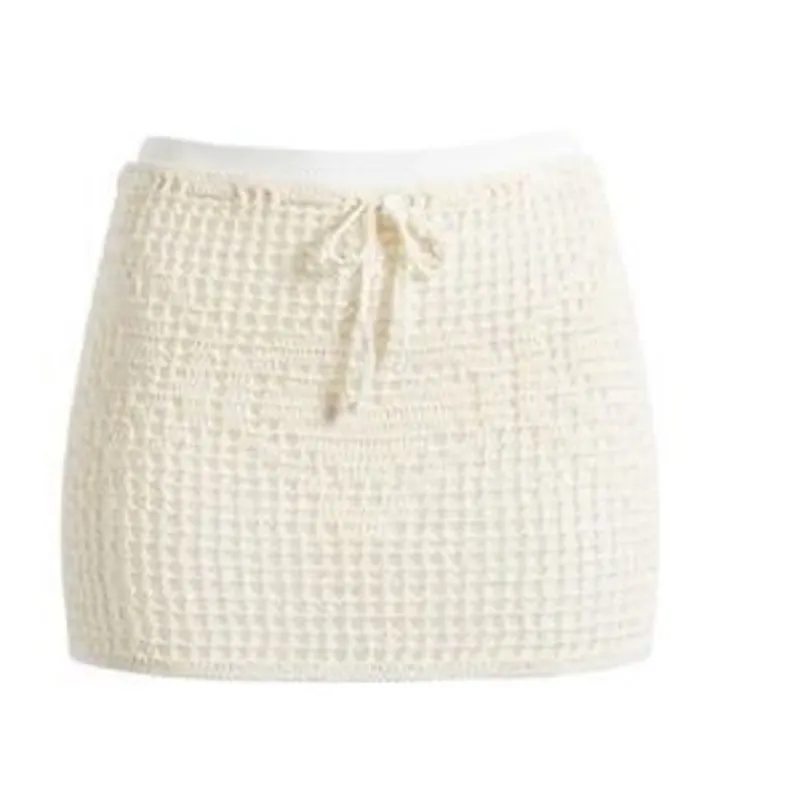 MEMORIAL DAY Heart Crochet Miniskirt in Ecru Size‎ Small - Image 4