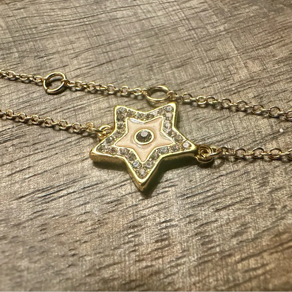 New Auth. Tory Burch KIRA STAR CHAIN BRACELET in Gold with pave crystals, enamel - Image 3