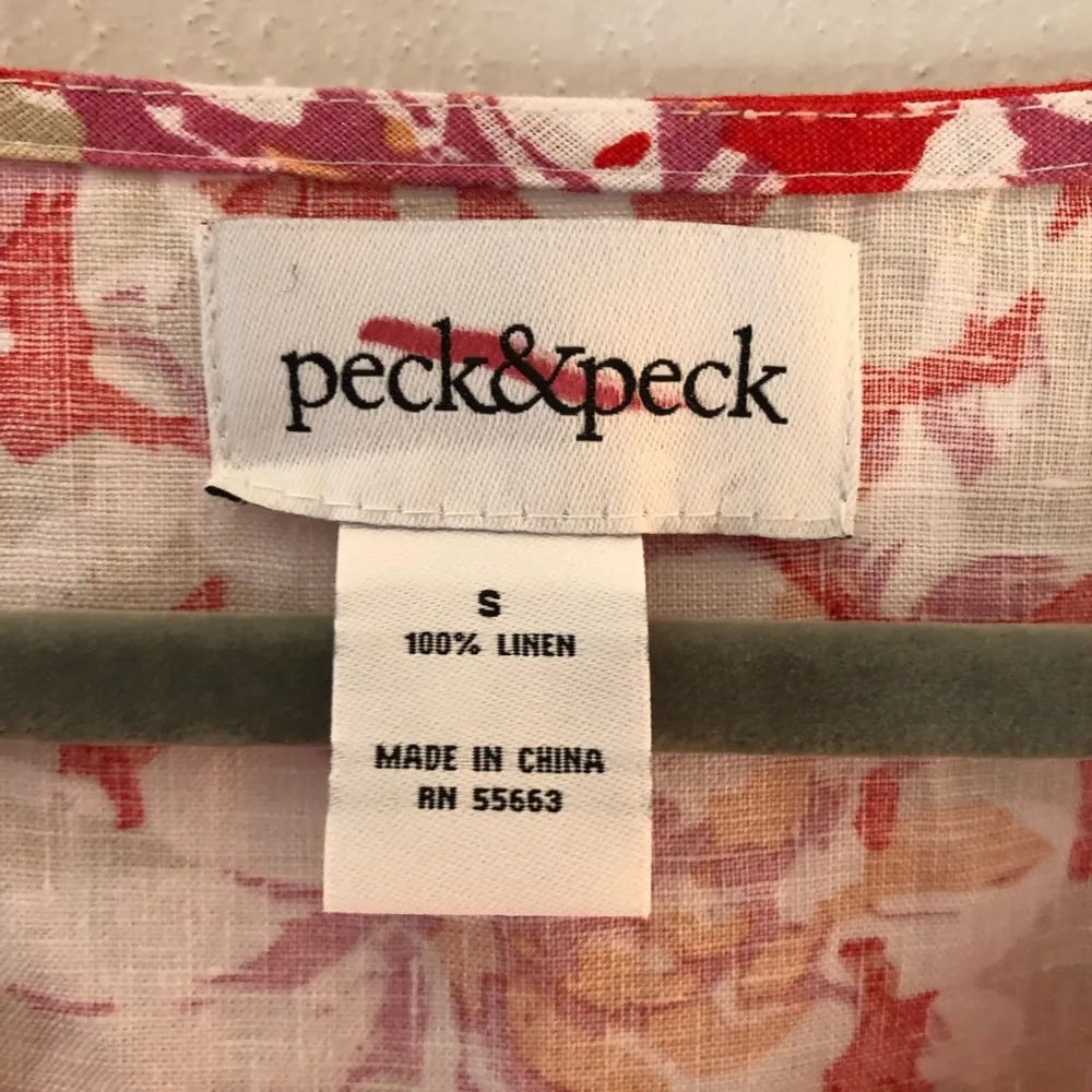 Peck & Peck Tank Floral Linen Tunic Sleeveless Asymmetrical Tank Top Sz S EUC - Image 4