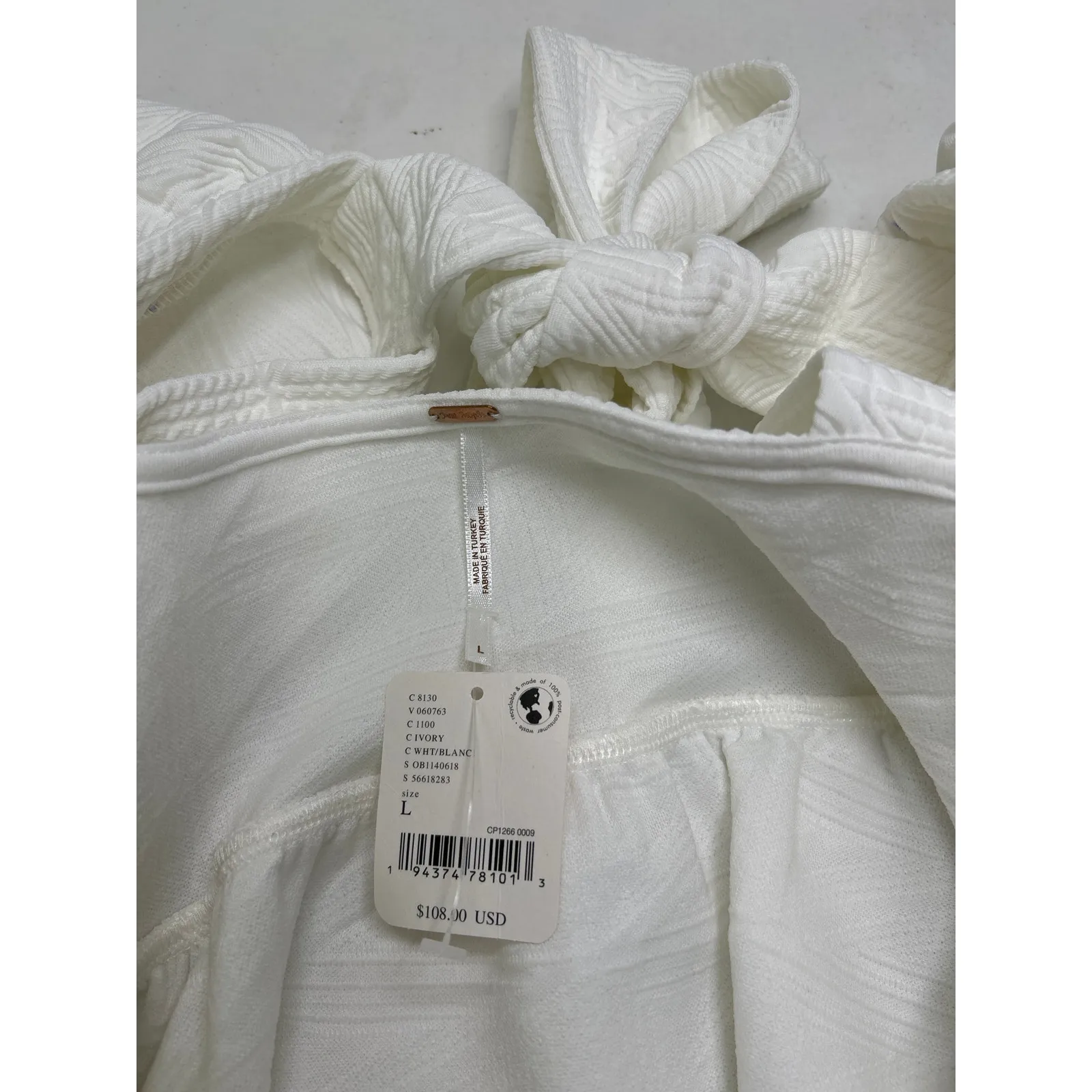 Free People Violet Babydoll Mini Dress in White. New with Tag! Size L. - Image 8