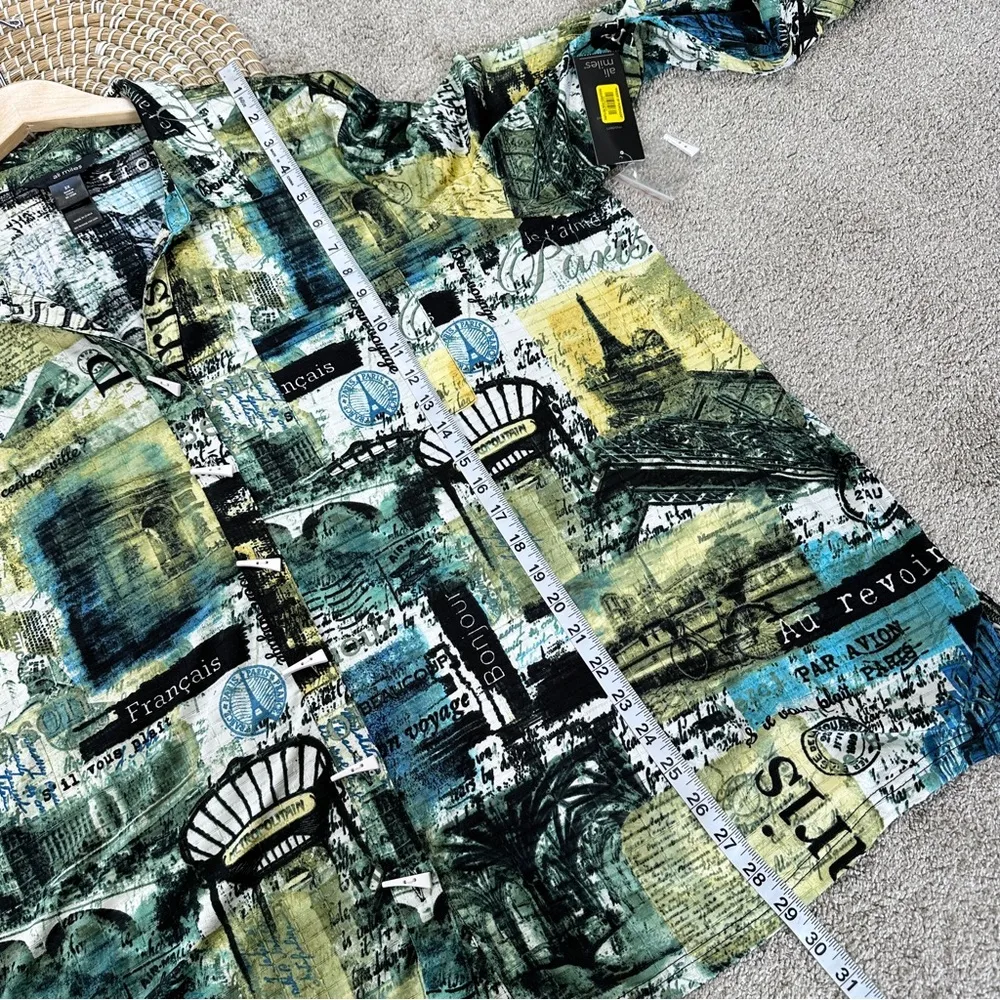 NWT Ali Miles Abstract Printed Knit Jacquard Point Collared 3/4 Sleeve Tunic 3X Black - Image 12