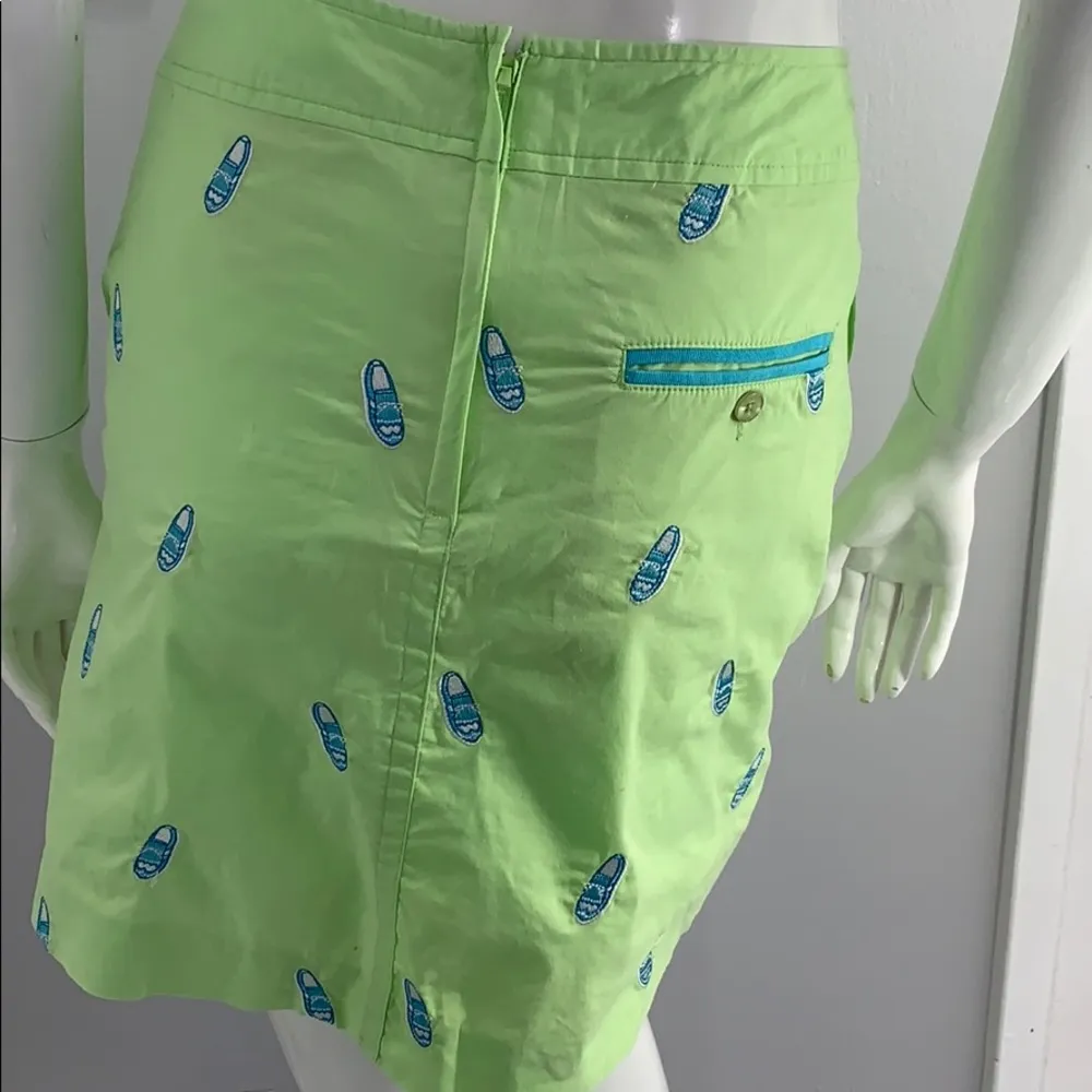 Lilly Pulitzer line green Embroidered Skort with slipper shoes - Image 3