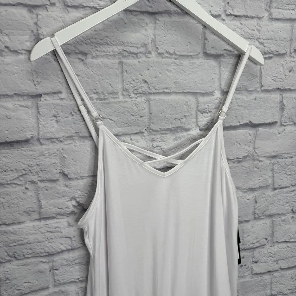 California Waves Juniors White Tie Waist Romper Swim Cover Up Size XL New - Image 4