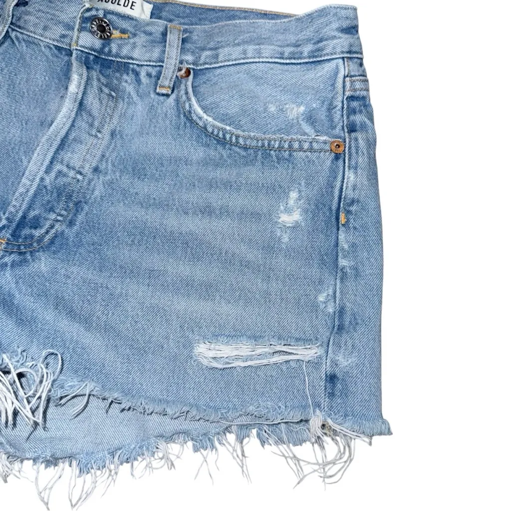 AGOLDE Parker Vintage Cutoff Denim Shorts Swapmeet Light Wash Distressed Size 28 - Image 5