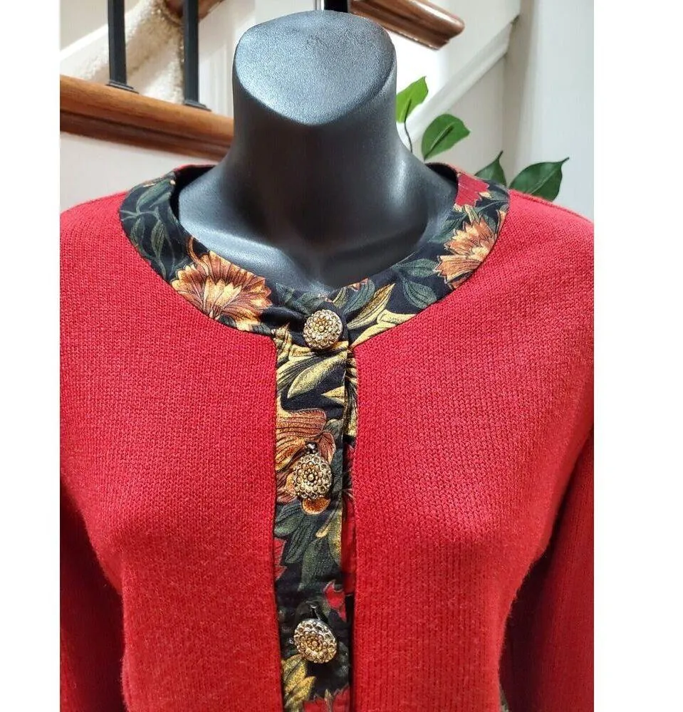 Matthew & David Women's Red Floral Single Breasted Blazer & Skirt 2 Pc's Suit 16 - Image 13