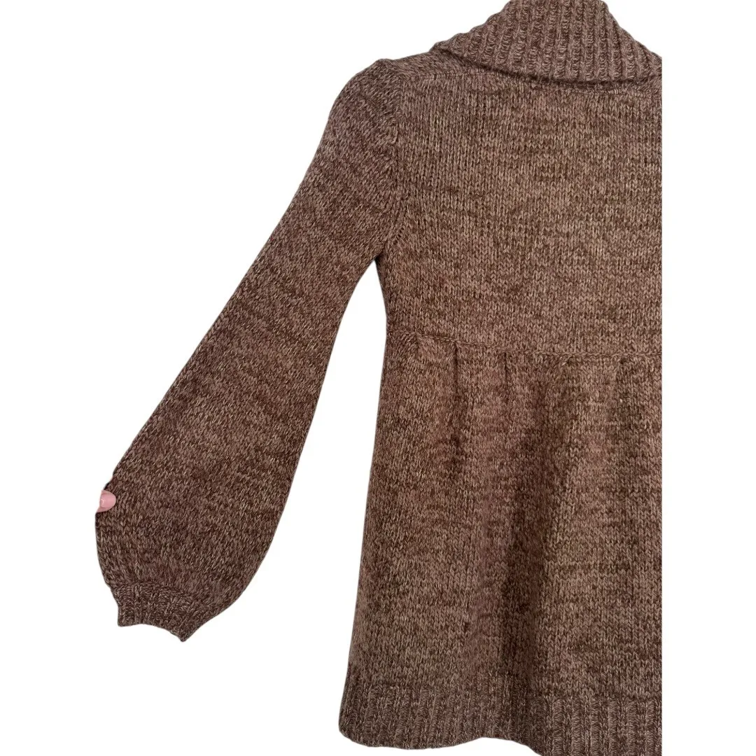 PANDEMONIUM Brown Wool Blend Shawl Collar Button Front Cardigan Sweater Sz Small - Image 11