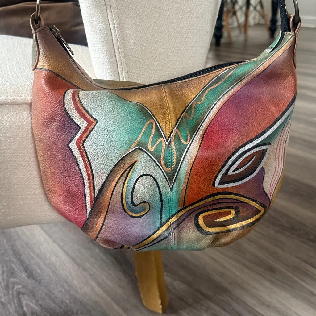 Anuschka Hand Painted Leather Bag Brown - Image 2