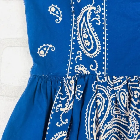 Blue Bandana Print Cutout Waist‎ Sleeveless Mini Dress Topshop Size 4 - Image 9