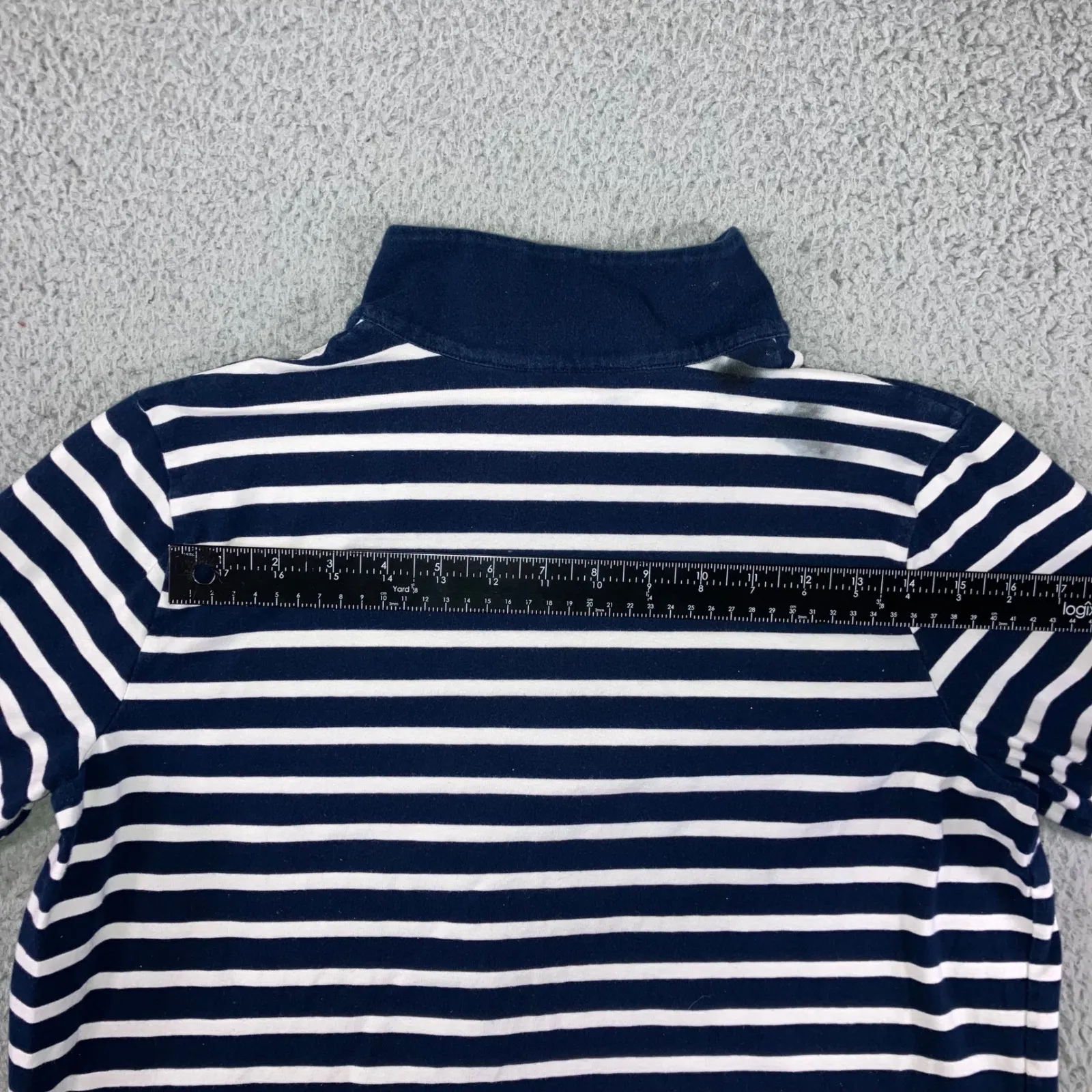 LRL Ralph Lauren Striped Quarter Zip Women 1X Pullover Sweatshirt 3/4 Sleeve Blue - Image 7