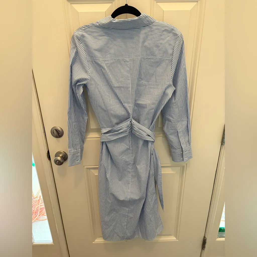 Alex Marie Pinstripe Tie Waist Button Midi Dress Size Small - Image 6