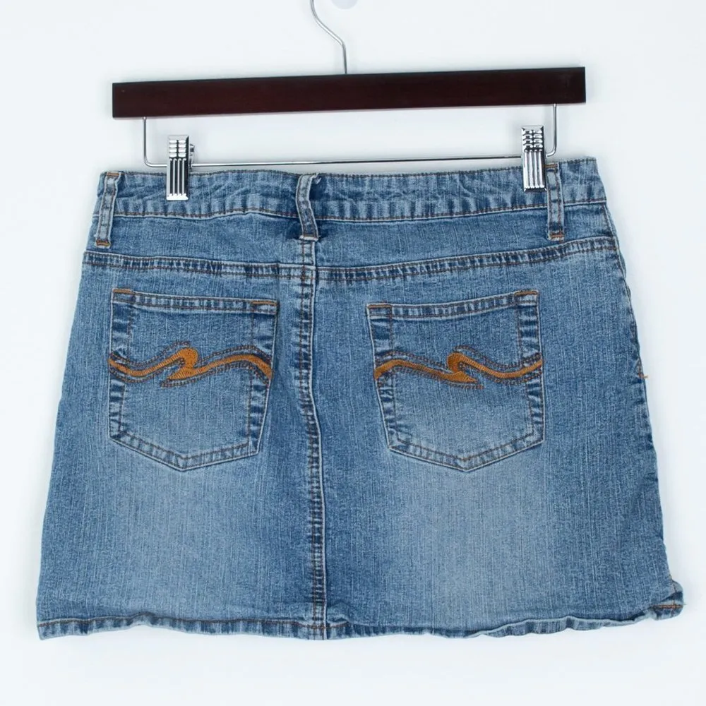 OTB‎ One Tuff Babe Womens Denim Stretch Mini Skirt Size 9/10 Western Cowgirl Blue - Image 4