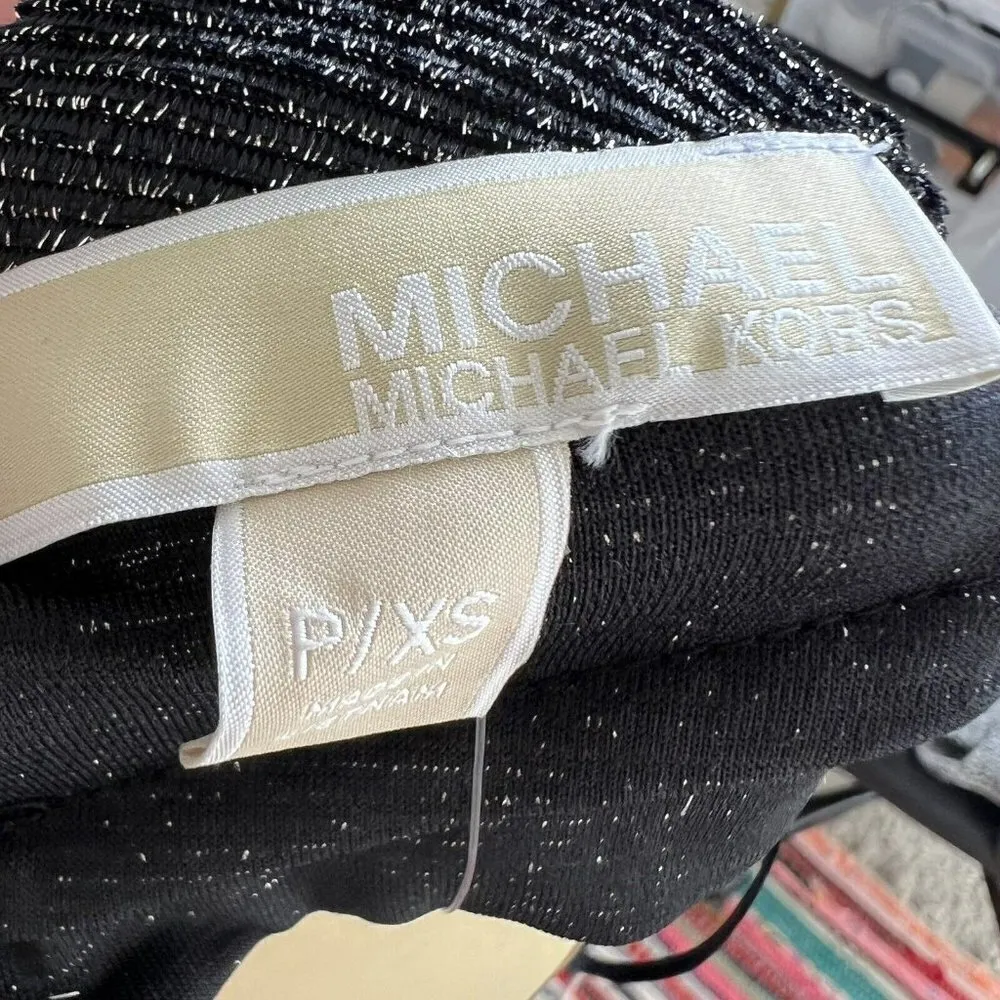 Michael Kors sparkle Cowl Back Dress Black PETITE Size XSP Long Sleeve NEW - Image 15