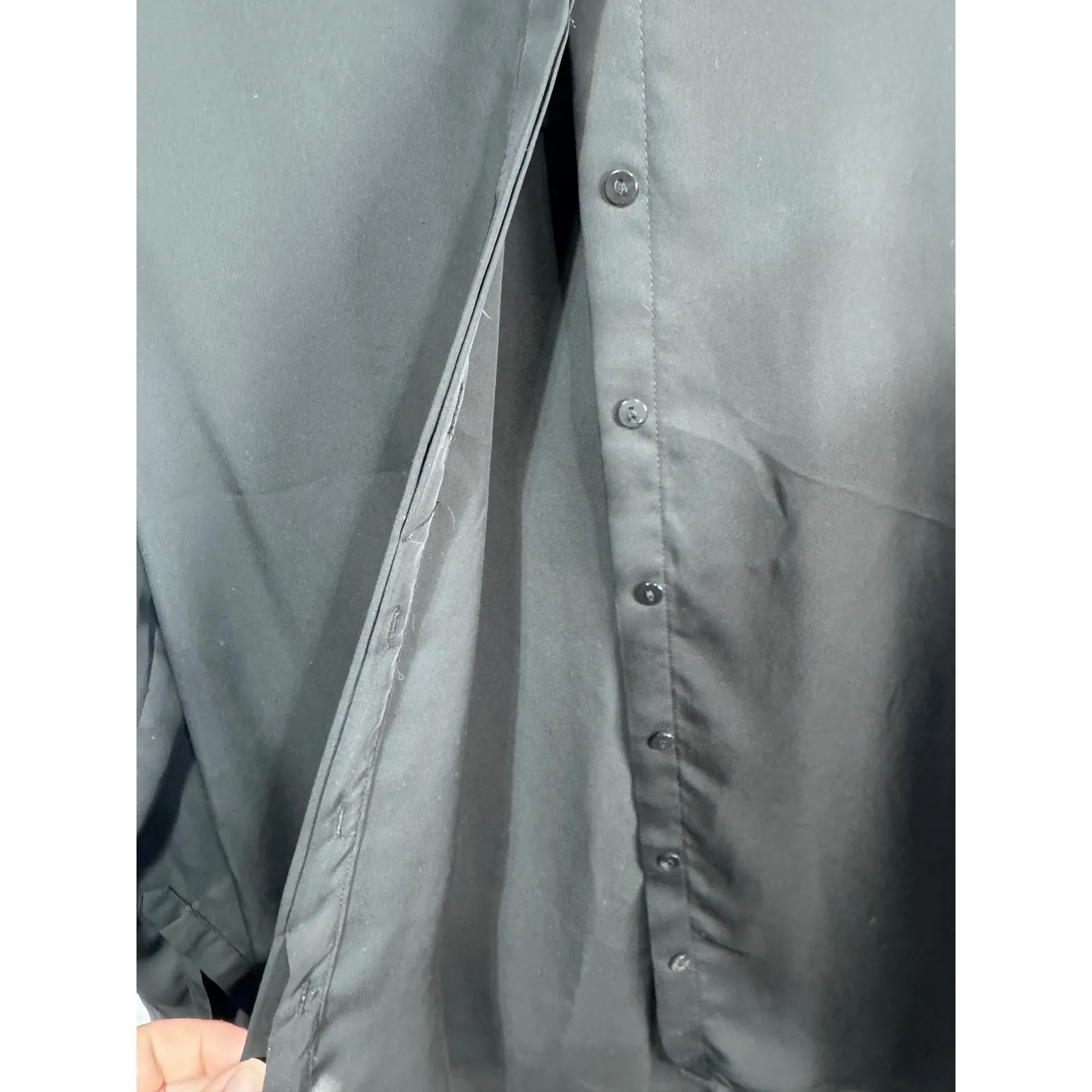 H M Black Long Sleeve Collared Button Up Shirt Women Size 4 - Image 7