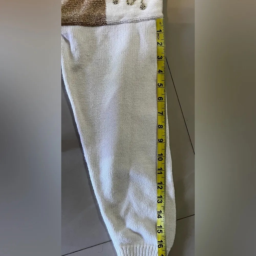 Womens Maurada Ugly Christmas Sweater L Snowflake White Gold Knit Turtleneck VTG Size L - Image 9