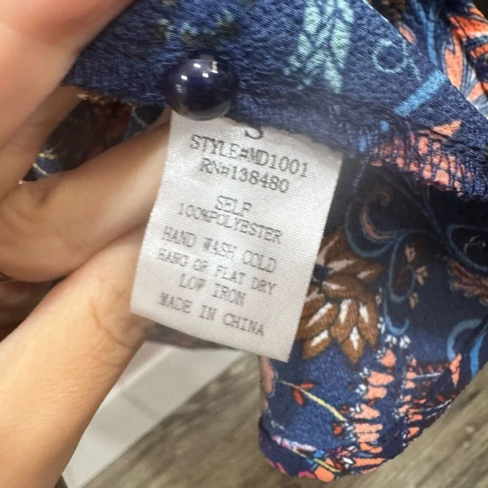 I. Madeline Anthropologie Dress Garden Splendor small Midi A Line Boho Floral Blue - Image 5