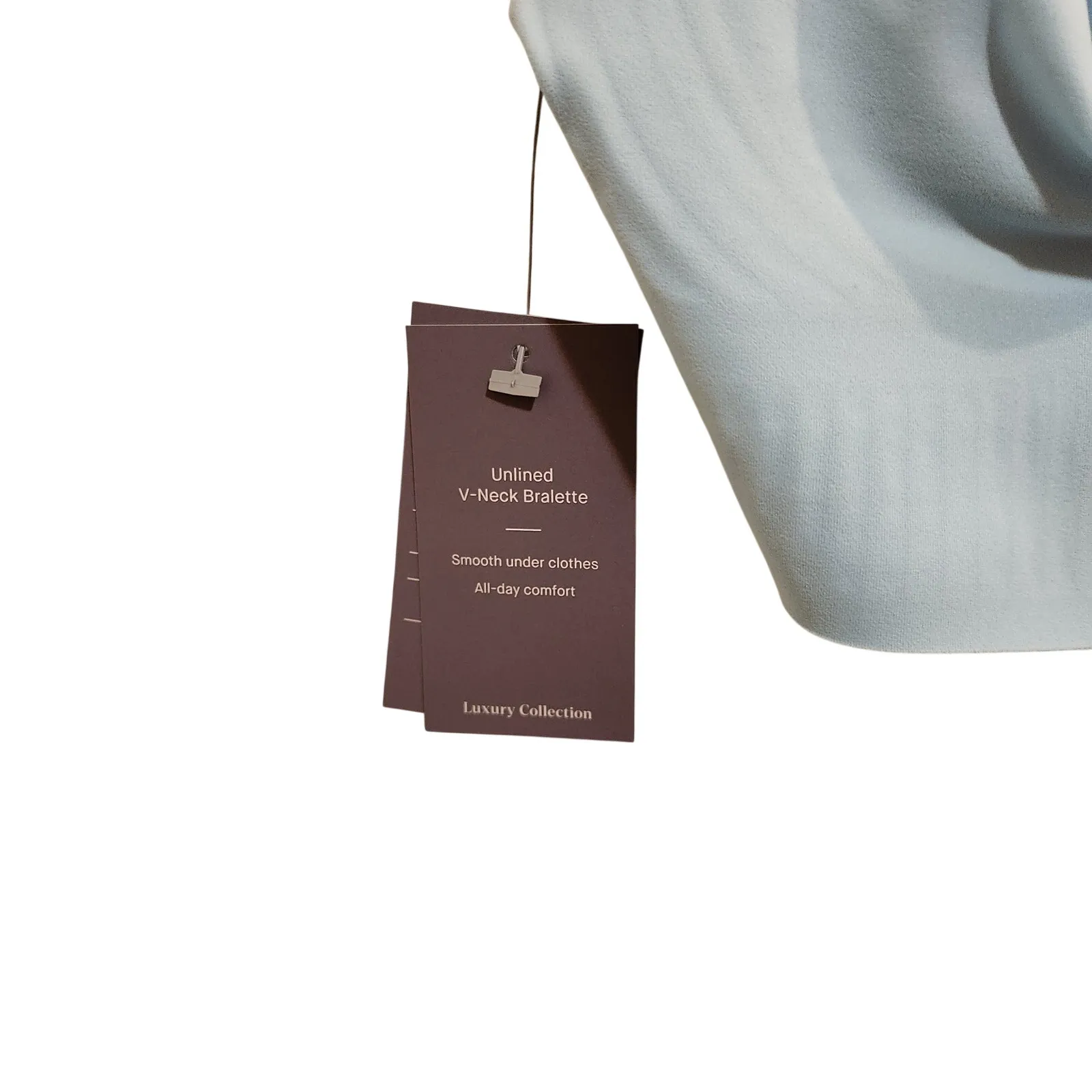 Auden Luxury Collection Bonded Microfiber Plunge Bralette Unlined Blue Small - Image 3