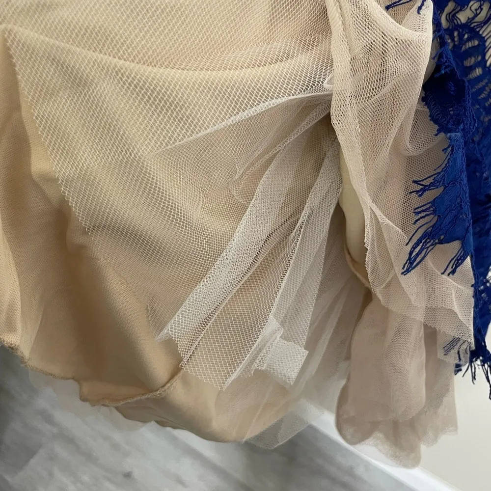 B. Darlin Cobalt Blue Lace Tulle Mini Dress Homecoming Floral 5/6 - Image 3