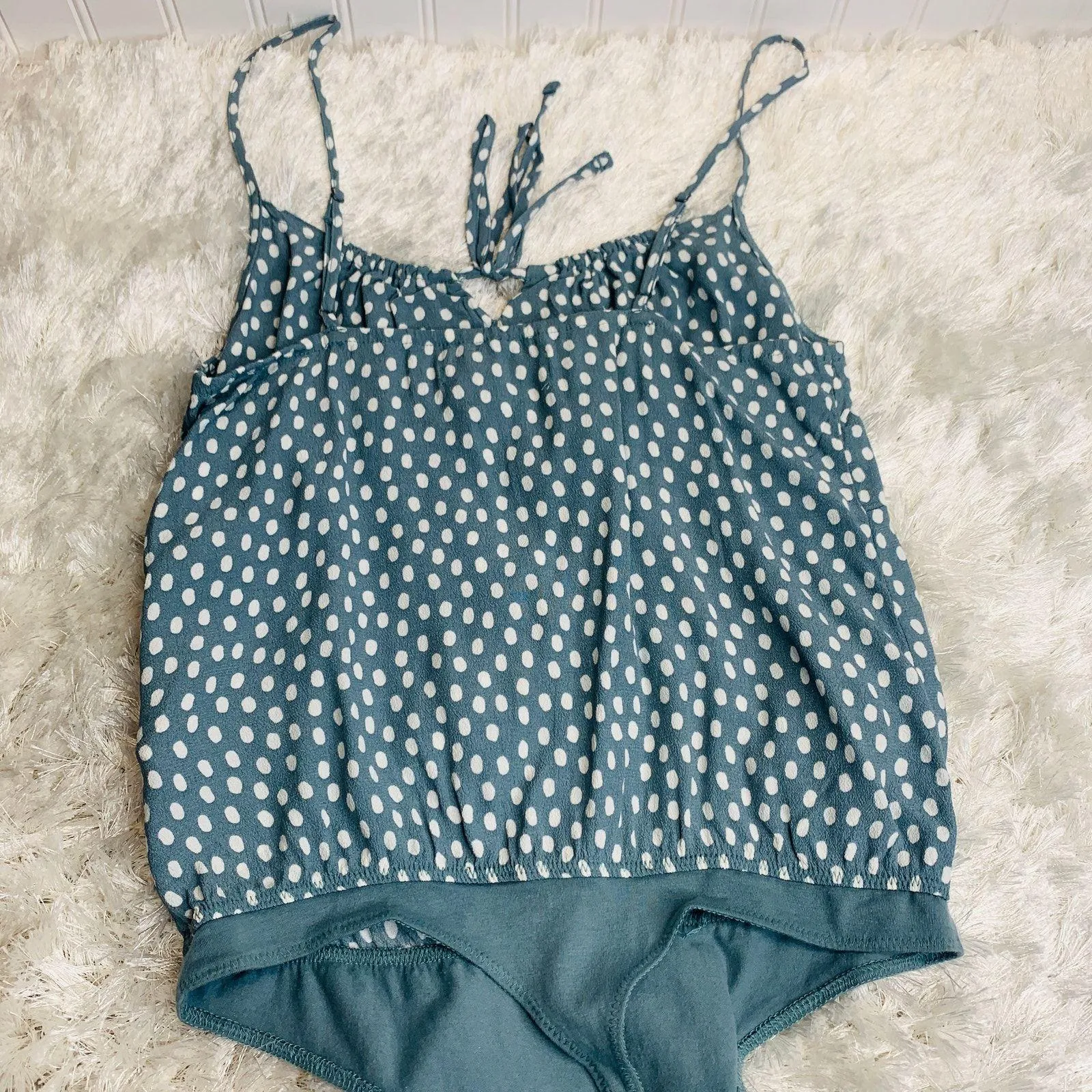Abercrombie & Fitch Polka Dot Bodysuit Sz Small Blue Green - Image 6