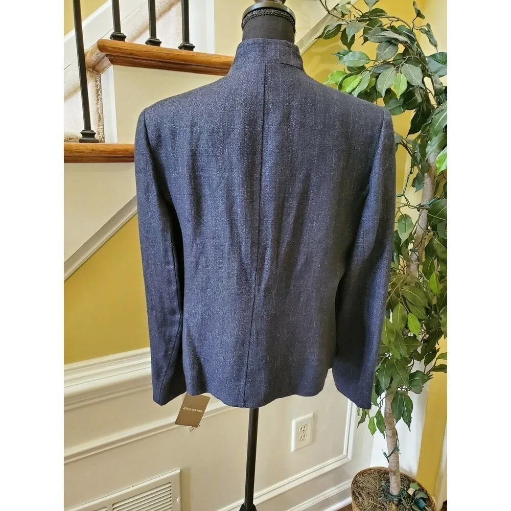 Jones New York Linen Denim Zip Up Jacket, Size 14 - Image 7