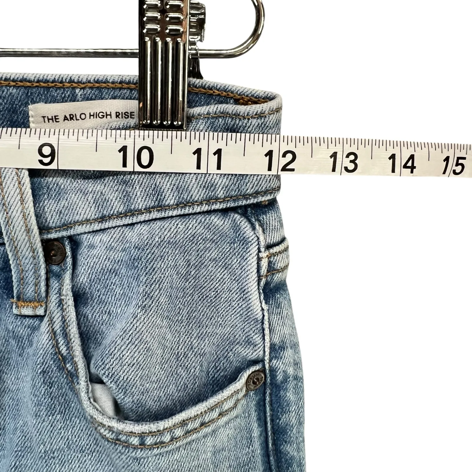 Denim Forum The Arlo High Rise Straight Jeans Womens 23 Blue Button Fly Classic - Image 6