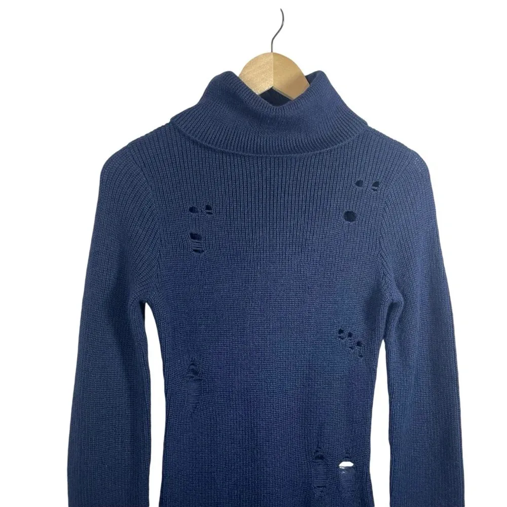 NWOT Lovers + Friends Keeney Distressed Sweater Dress in Navy Blue Size S - Image 11