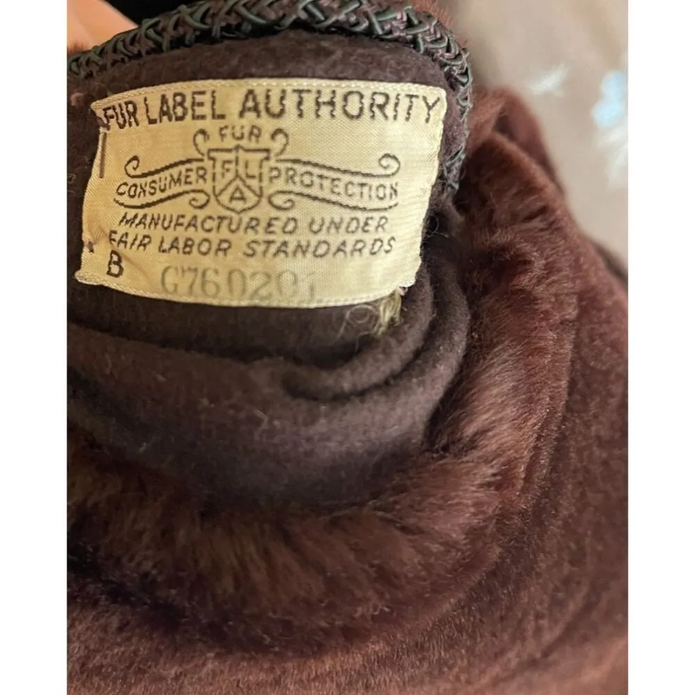 Vintage 40s 50s Mouton Fur Coat Jacket Dark Brown - Image 8