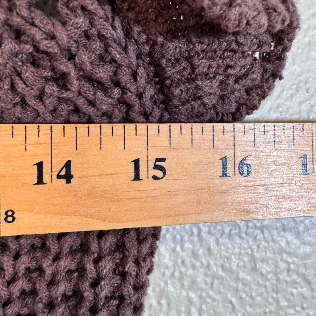 Evereve Chocolate Brown Crochet Knit Sweater Womens S Ruffled Coquette Girly - Image 3