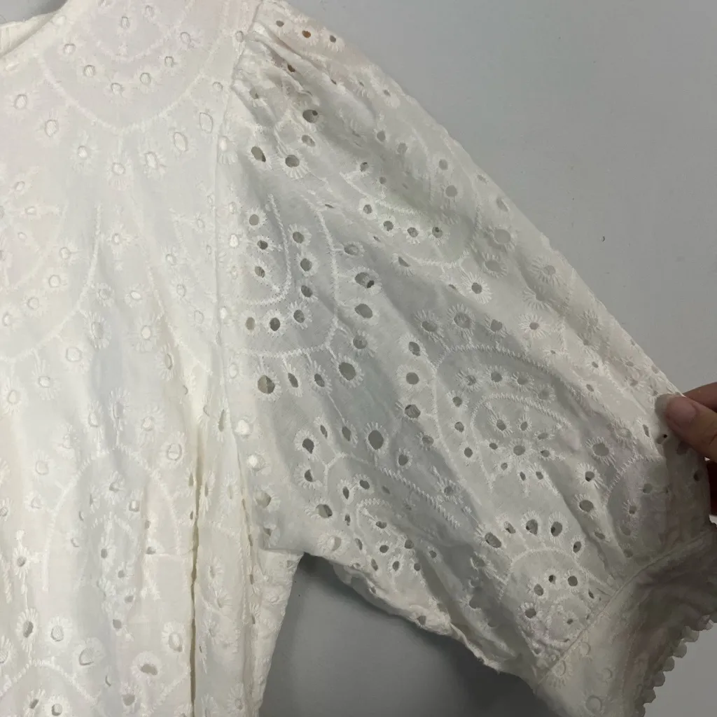 By together Anthropologie Collection Off White Eyelet open back mini dress M - Image 2