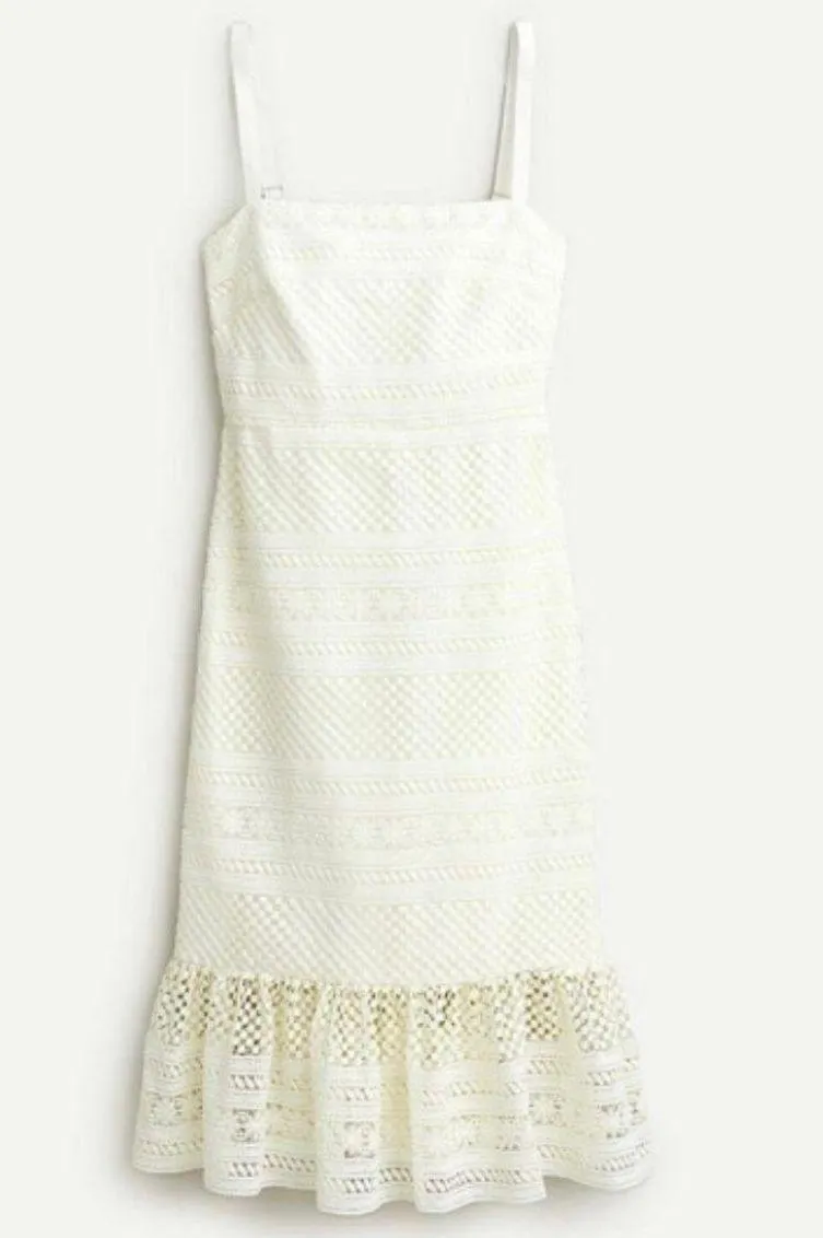 J.Crew Geometric Lace Ivory Midi Dress - Image 3
