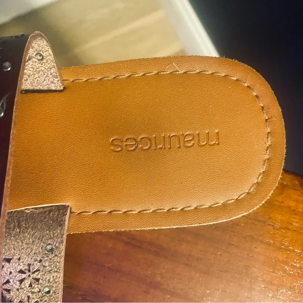 Brown Leather Cutout Sandals - Image 2