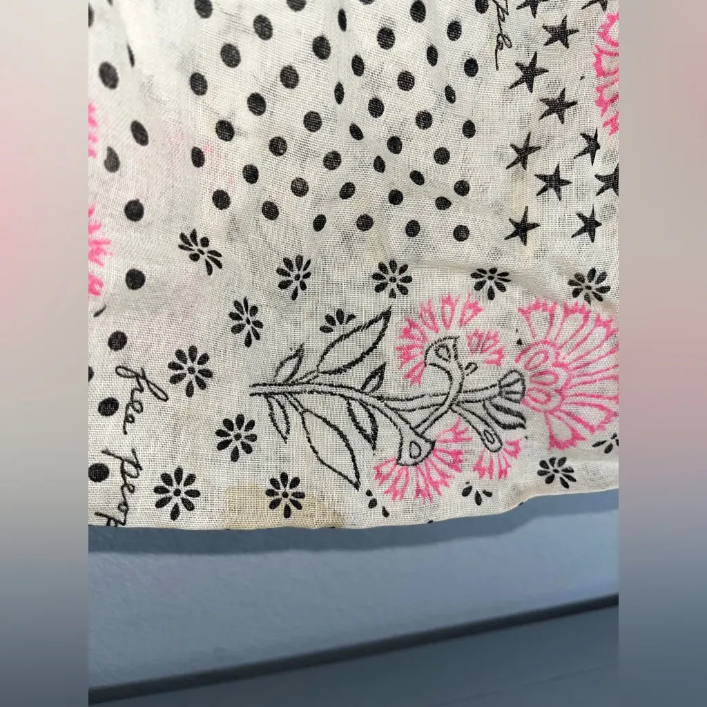 Free People Lightweight Hippie Floral Beachy Linen Semi Sheer Shopper Tote Bag - Image 10