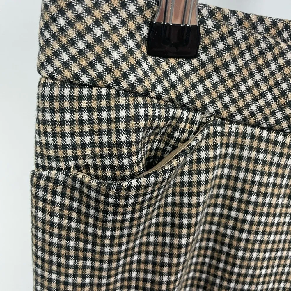 J. Jill Tan Black TanChecked Plaid Cropped Ponte Slim Pull On Elastic Waist Pant Size undefined - Image 4