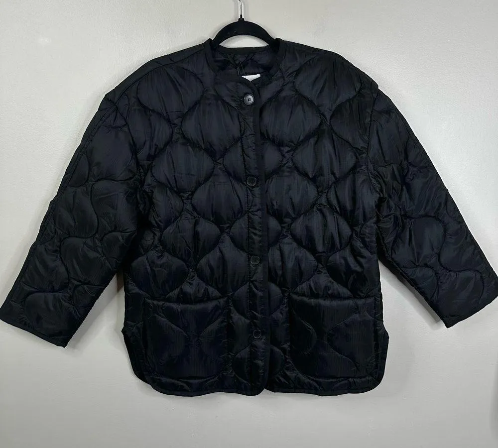 NEW Aritzia Babaton Evergreen Quilted Jacket Womens 2XS Black Oversized Coat - Image 3