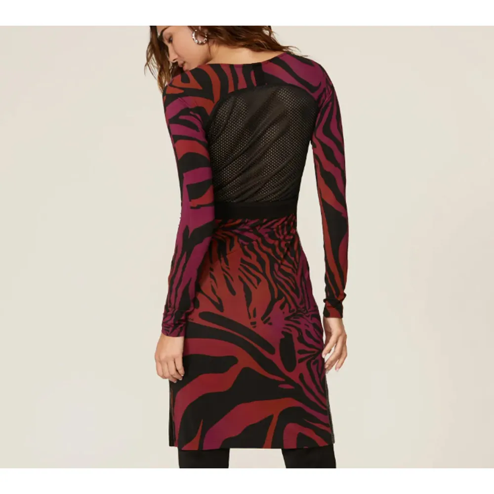 Koche Zebra Bodycon Midi Dress SMALL Mesh Faux Leather Slit Career Designer $785 - Image 4