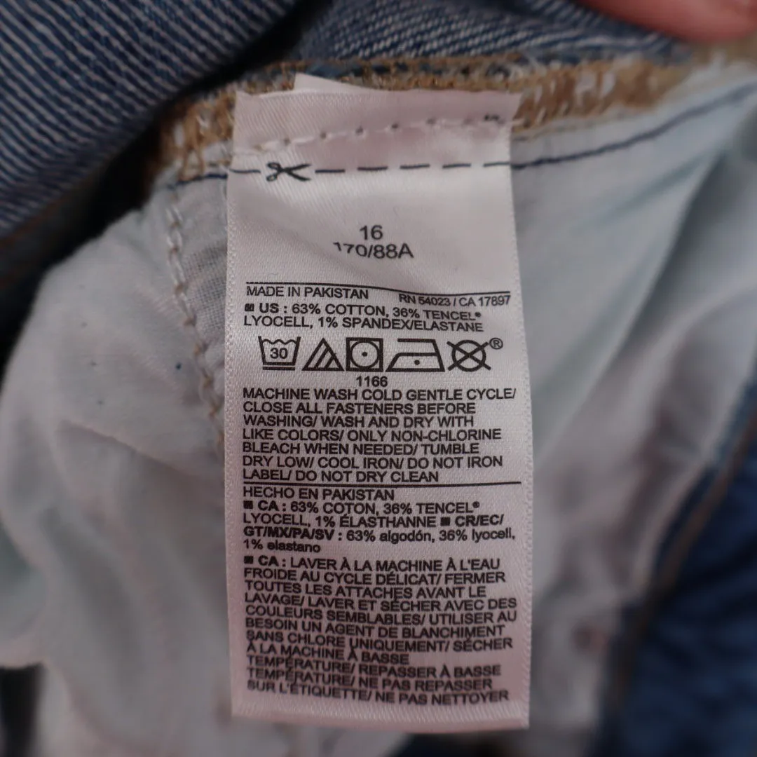 Old Navy Wide Leg Jeans Medium Wash Distressed Denim Pants Size 16 - Image 3