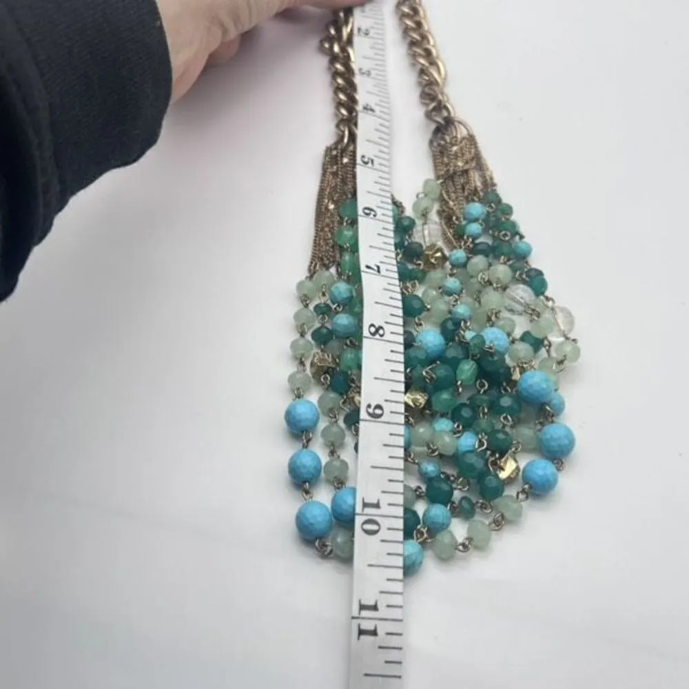 Stella & Dot Maldives Green Blue‎ layered Necklace Coastal Career Turquoise Gold - Image 11