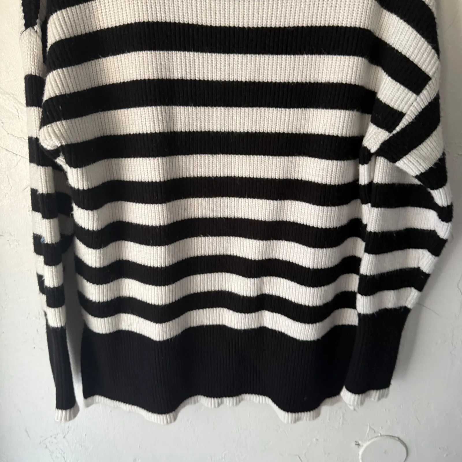 Philosophy Striped Mock‎ Neck Knit Sweater Black White Oversized Medium M - Image 5