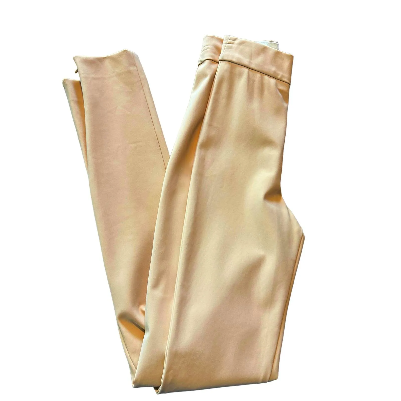 L'Academie Nude Tapered Pant Taupe XS Split Hem Tan Trousers Italian Career $198 - Image 4