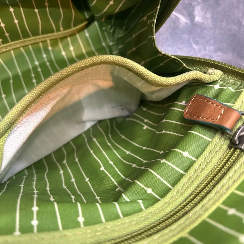 Vintage Fossil Floral Cream Green medium Carrying Bag Purse - Image 5