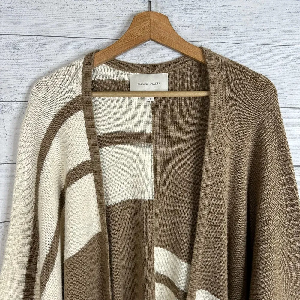 Brochu Walker Womens One Size Alpaca Wool Shawl Open Front Knit Cardigan Poncho - Image 5