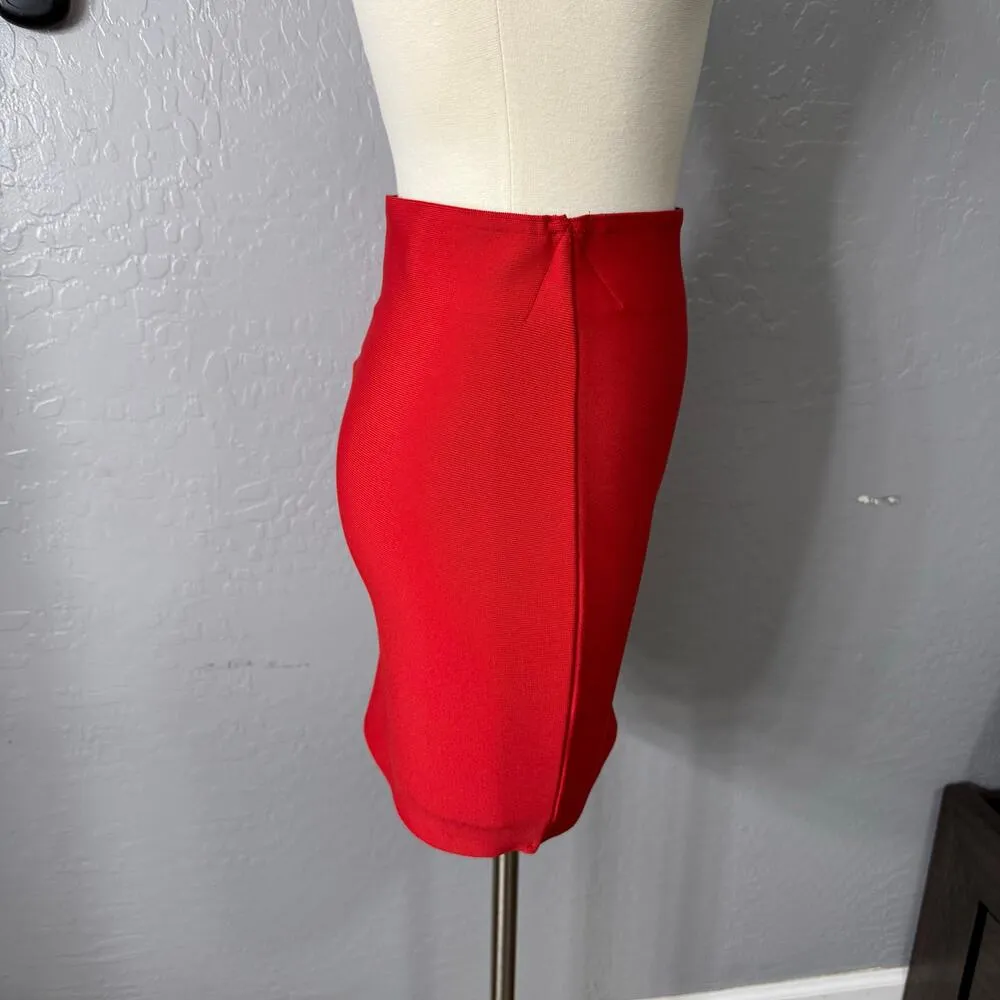 Chocolate Womans High Waist Compression Mini Skirt, Red, S Red - Image 4