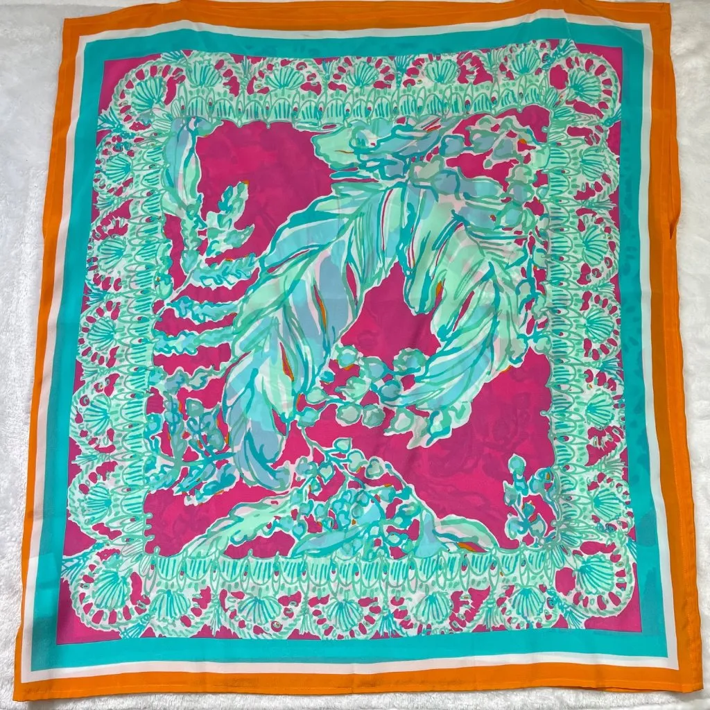 Lilly Pulitzer‎ Julia Caftan Silk Top Women's Size L/XL Capri PInk Beach Bound - Image 12