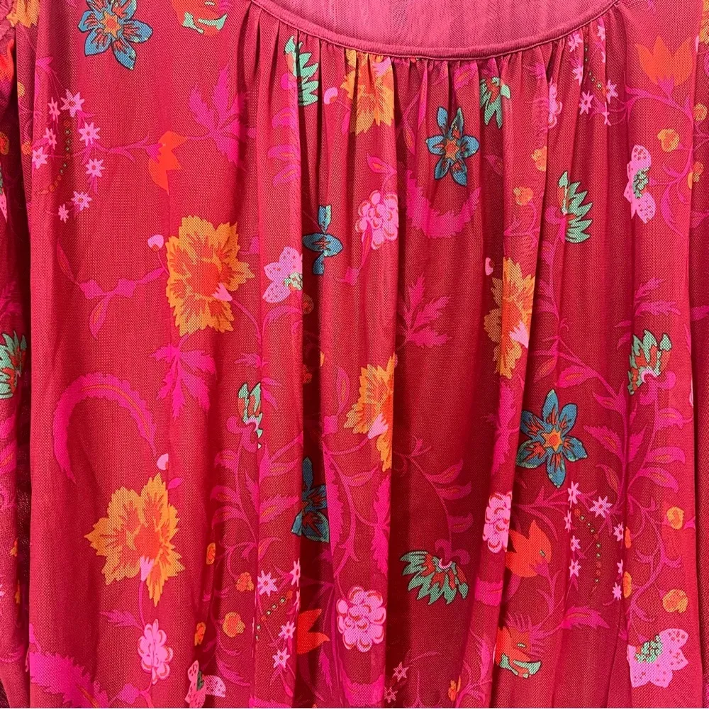 Free People Wildflower Honey Berry Top Size XS Magenta Burgandy Floral Cropped - Image 8