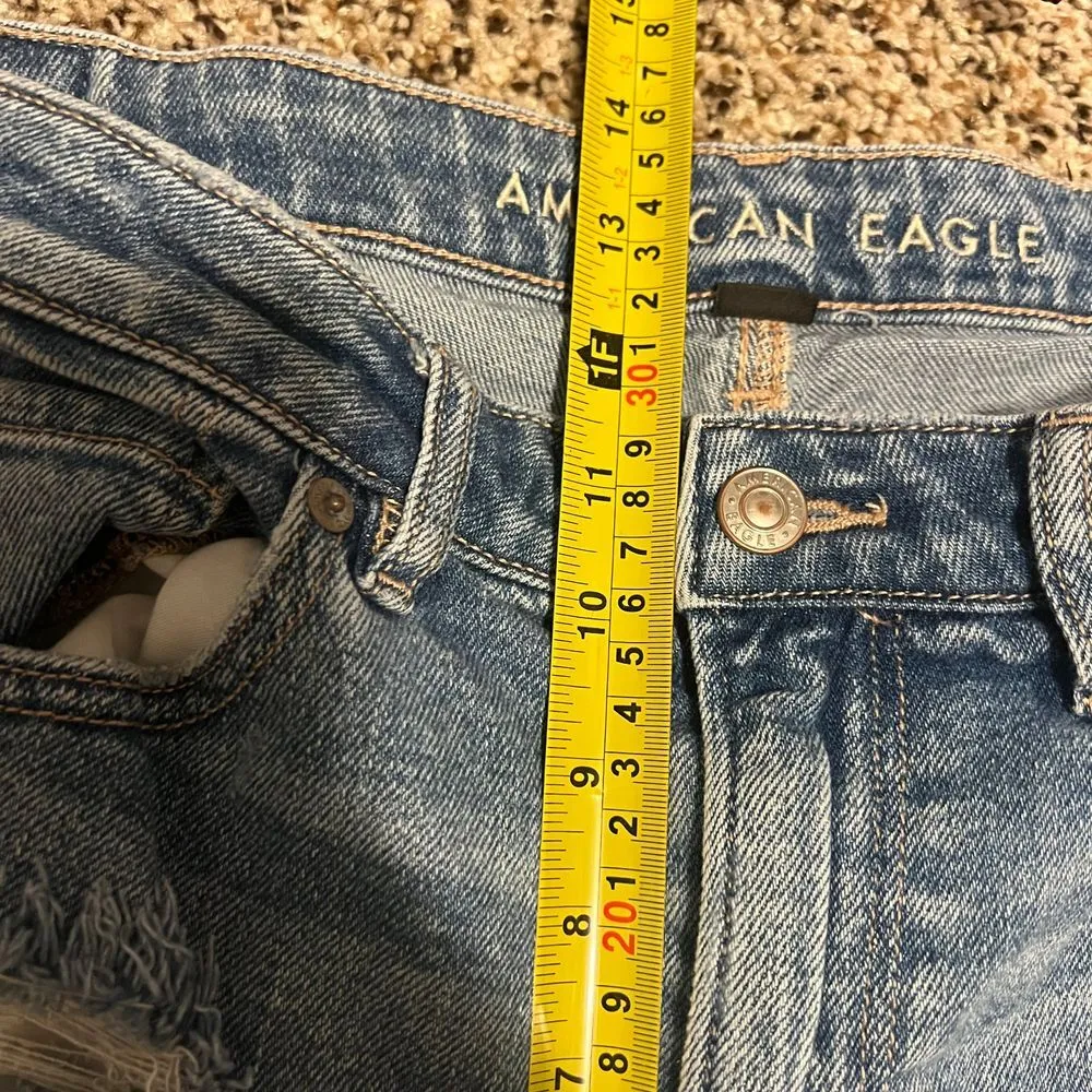 American Eagle  Distressed Wide Leg Jeans Light Wash Denim Size 12 - Image 5