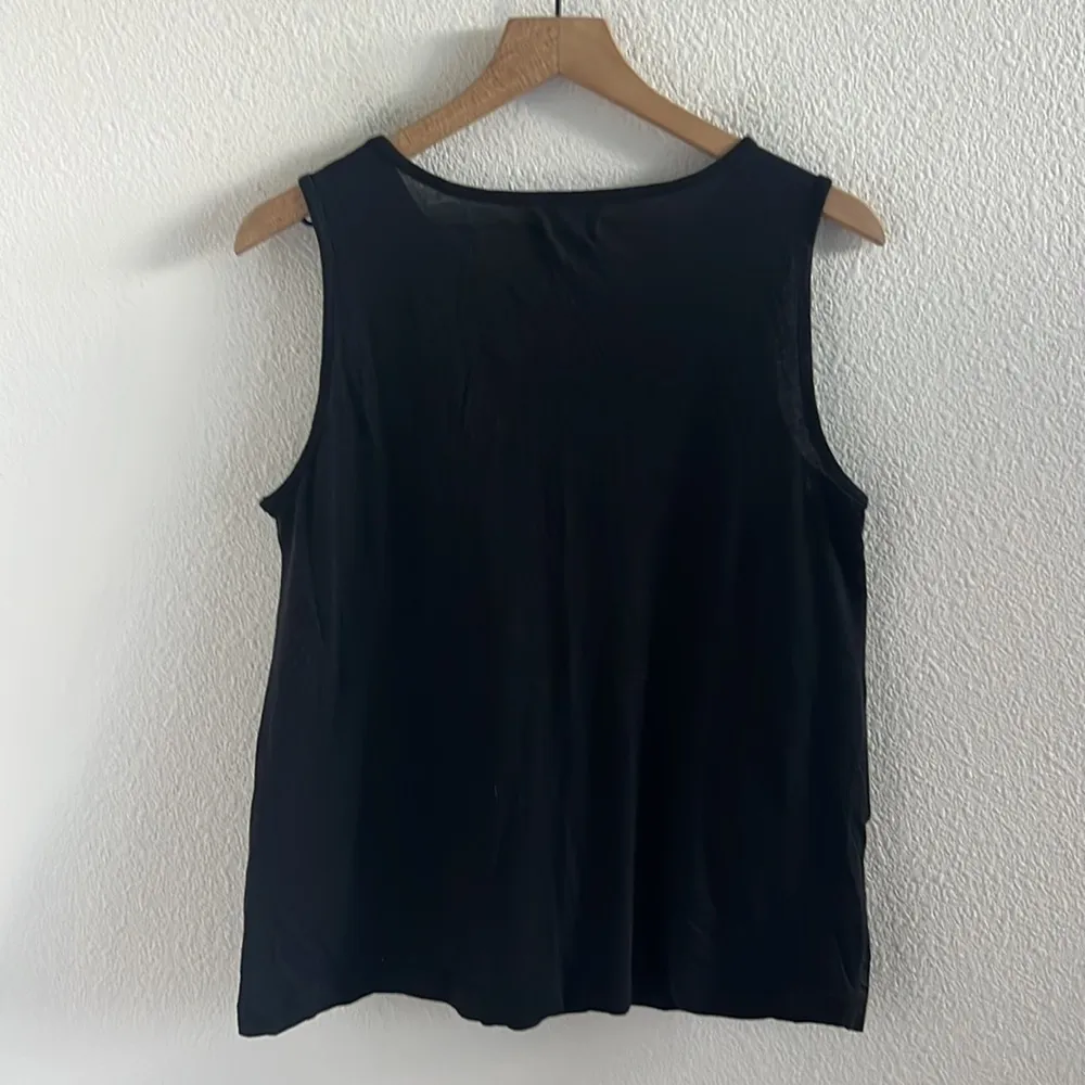 Madewell Black White Embroidered Boho Printed Tank Top Blouse Medium - Image 2