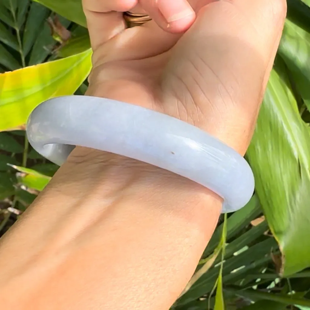 Soft Pale Lilac Lavender Jade Bangle Bracelet – 60 - Image 3
