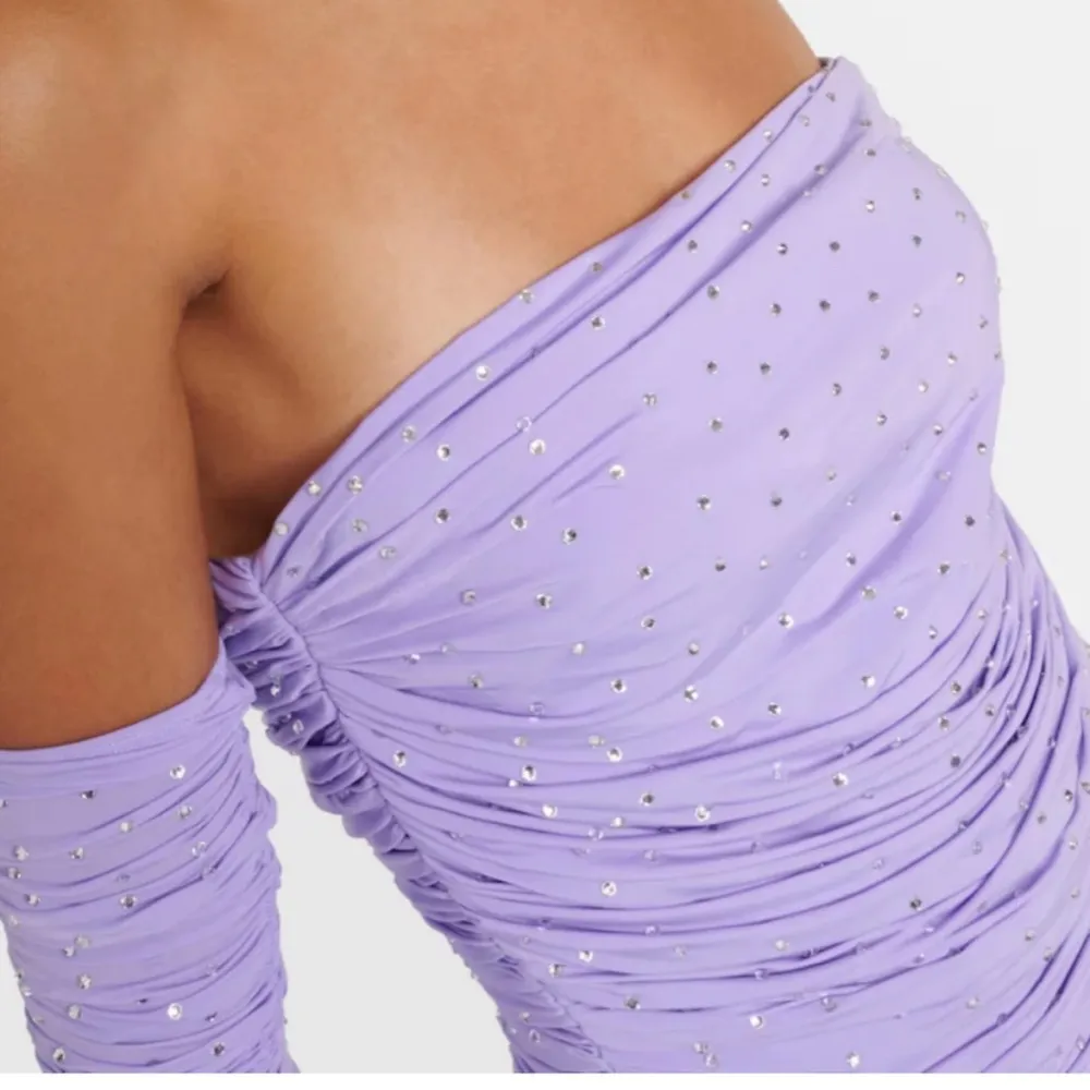 NWOT Alex Perry embellished rouched dress purple Size 6 - Image 5