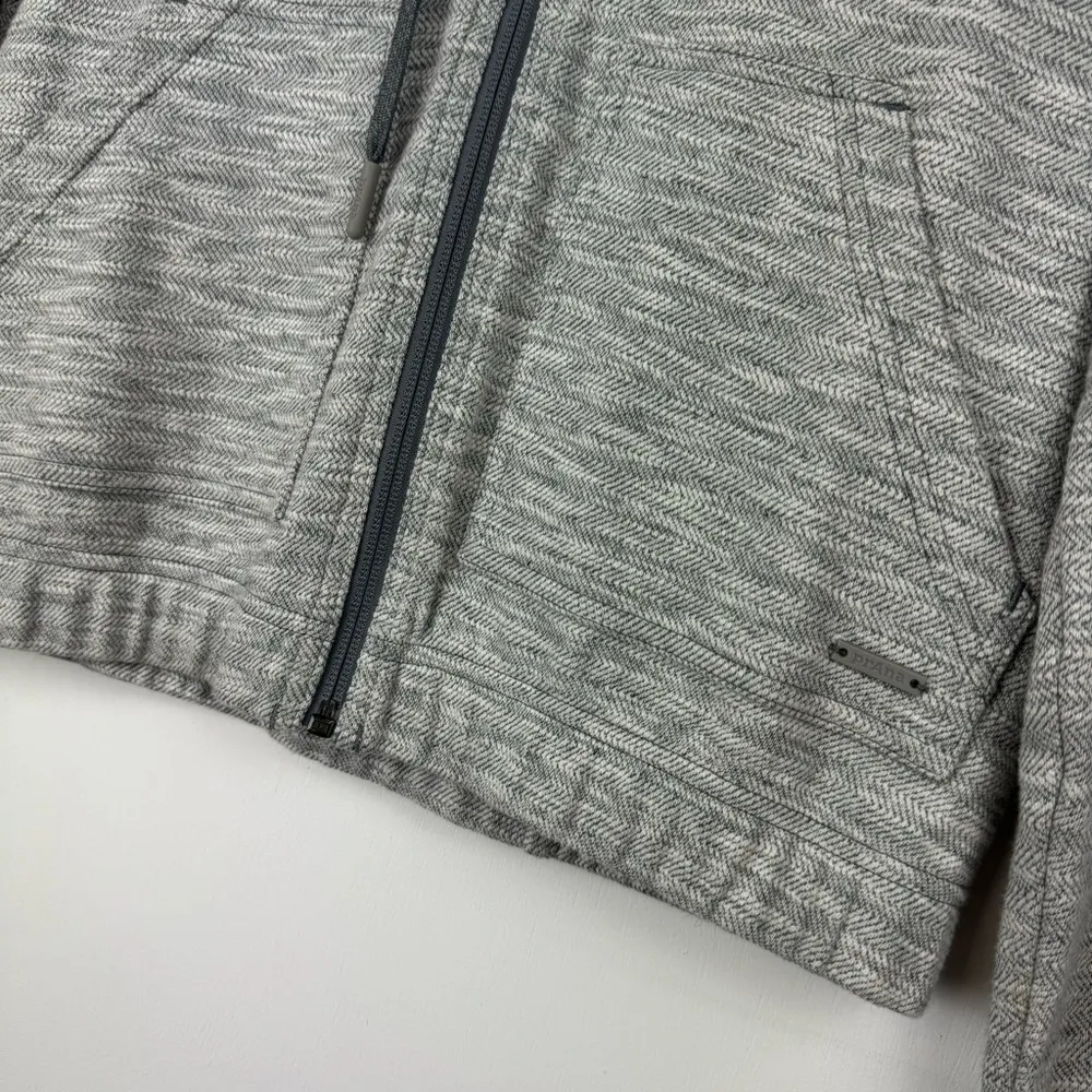Prana Unity Zip Hoodie Jacket Sz Small Herringbone Knit Hooded Grey - Image 11