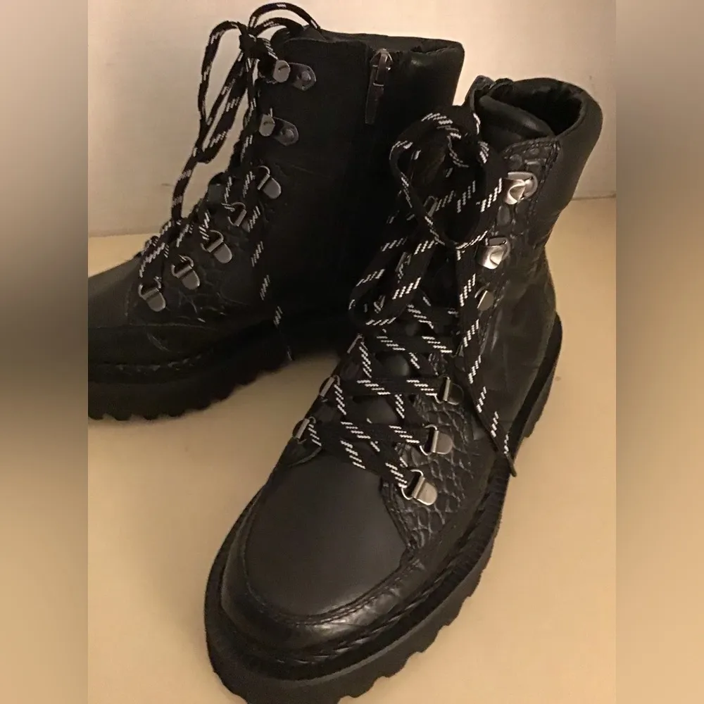 Vince Camuto women black leather combat Medjey boots US 6.5 - Image 4